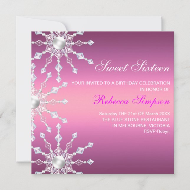 Invitation d'anniversaire de flocon de neige de (Devant)