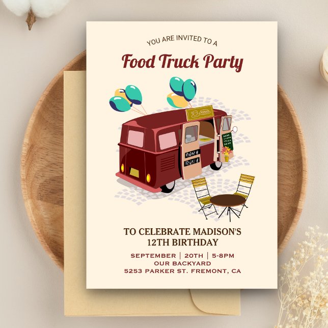 Invitation d'anniversaire de Food Truck (Créateur téléchargé)