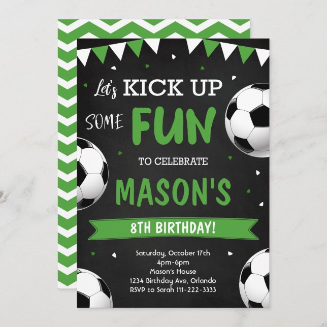 Invitation d'anniversaire de football (Devant / Derrière)