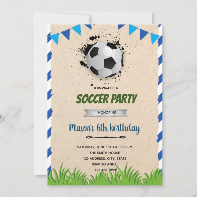 Invitation d'anniversaire de football (Devant)