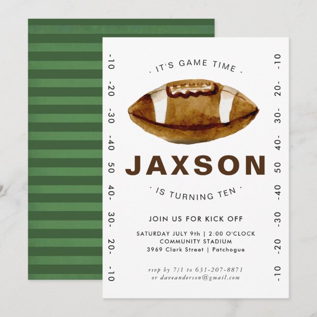 Invitation d'anniversaire de football (Devant / Derrière)