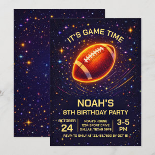 Invitation d'anniversaire de football à néon