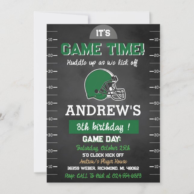 Invitation d'anniversaire de football américain pe (Devant)
