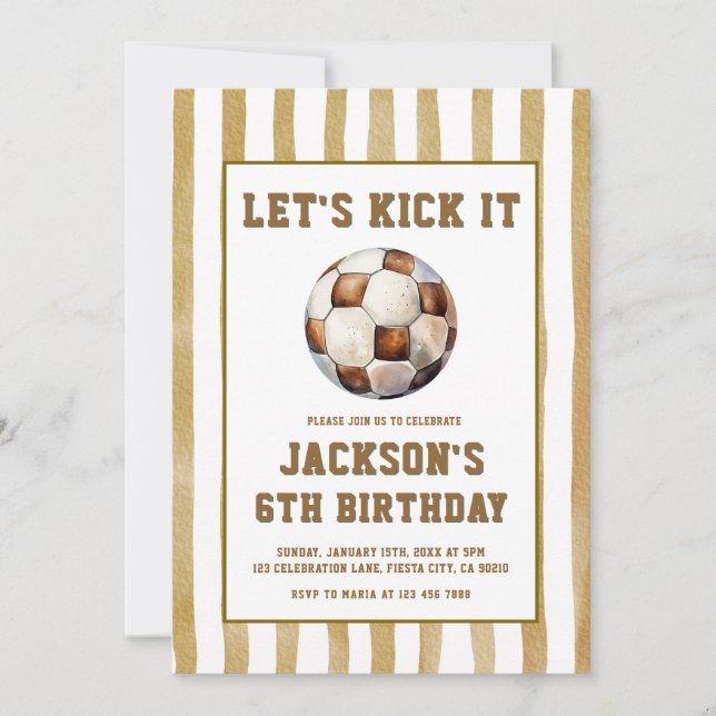 Invitation d'anniversaire de football de soccer à  (Devant)