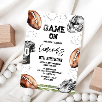 Invitation d'anniversaire de football Game On