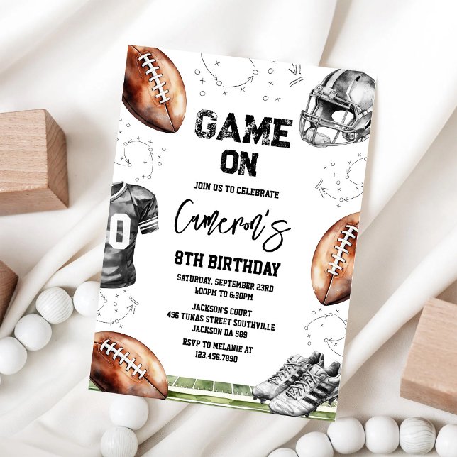 Invitation d'anniversaire de football Game On (Créateur téléchargé)