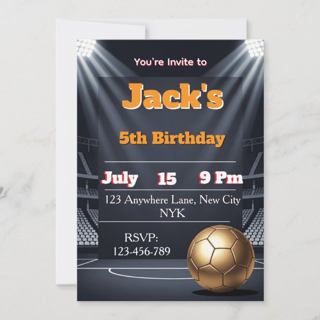 Invitation d'anniversaire de football, Invitation  (Devant)