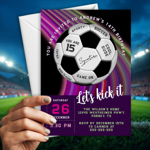 Invitation d'anniversaire de football moderne mult