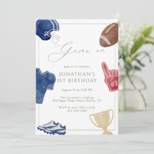 Invitation d'anniversaire de football Navy Game On
