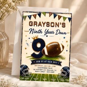 Invitation d'anniversaire de football Ninth Year D
