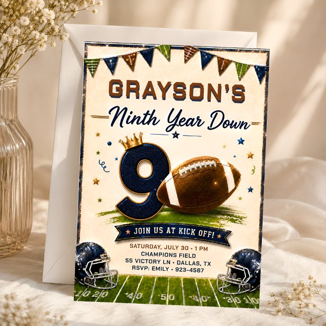 Invitation d'anniversaire de football Ninth Year D (Créateur téléchargé)