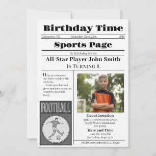 Invitation d'anniversaire de football personnalisé
