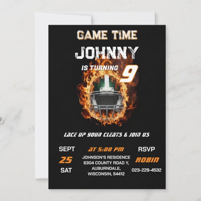 Invitation d'anniversaire de football personnalisé (Devant)