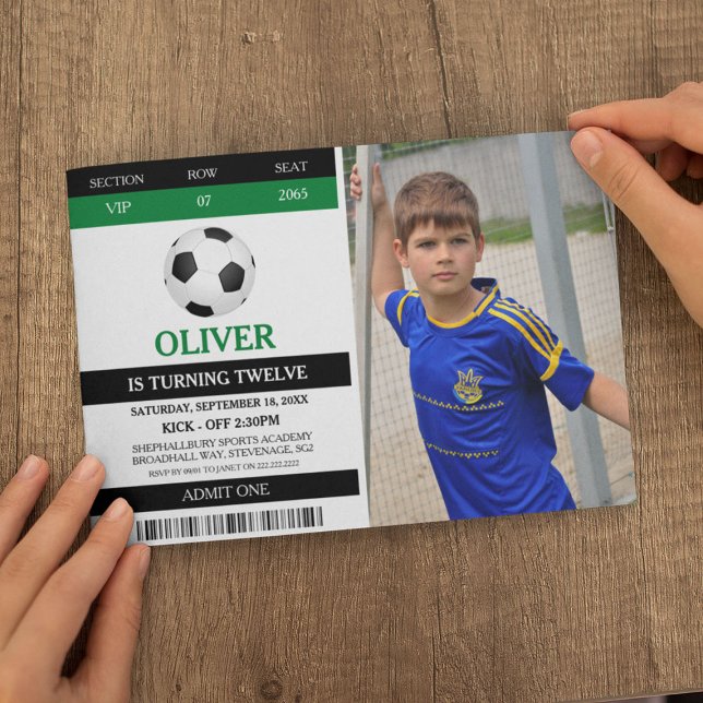 Invitation d'anniversaire de football Photo Admit  (Créateur téléchargé)