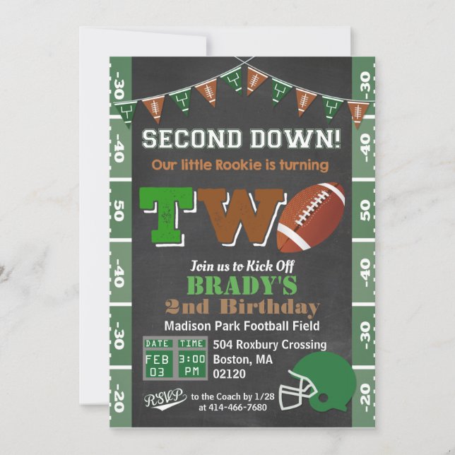 Invitation d'anniversaire de football pour 2 ans (Devant)