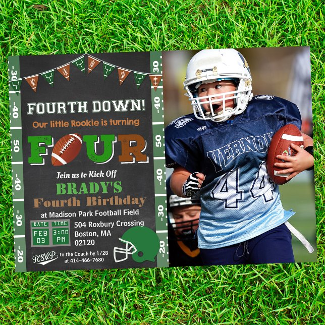 Invitation d'anniversaire de football pour 4 ans (Créateur téléchargé)