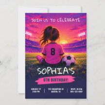 Invitation d'anniversaire de football pour fille m