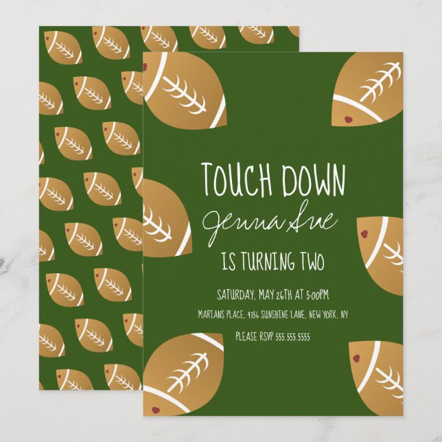 Invitation d'anniversaire de football pour filles (Devant / Derrière)