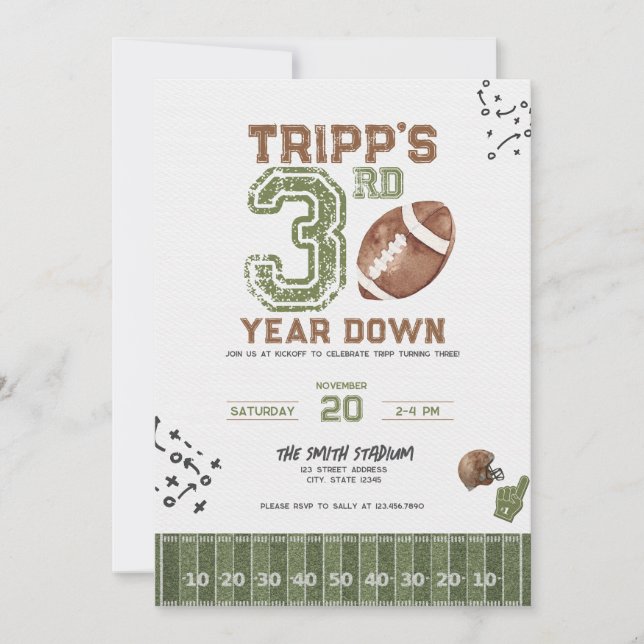 Invitation d'anniversaire de football pour garçon  (Devant)