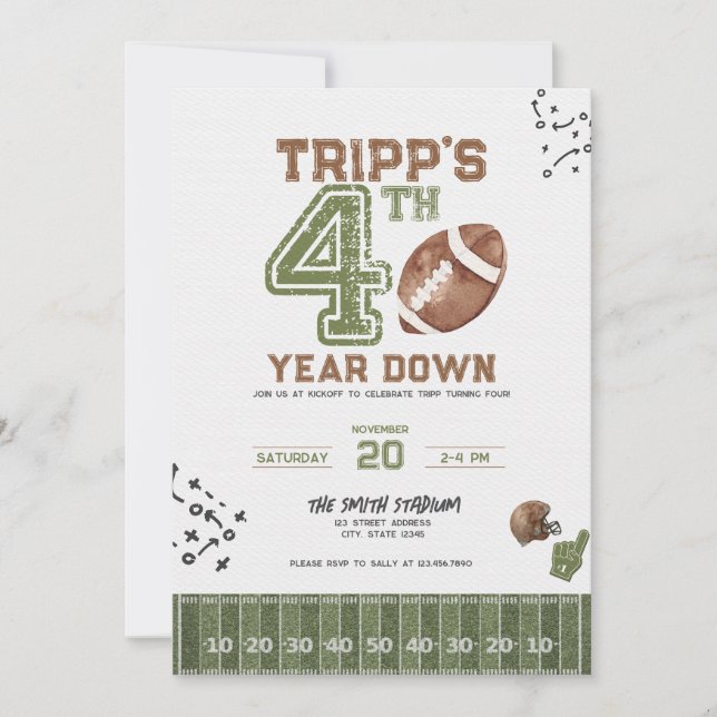 Invitation d'anniversaire de football pour garçon  (Devant)