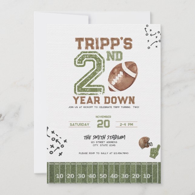 Invitation d'anniversaire de football pour garçon  (Devant)