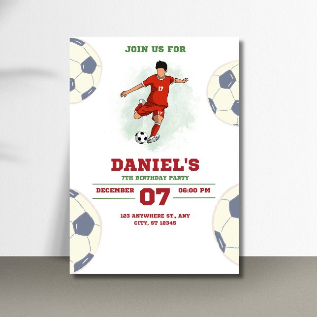 Invitation d'anniversaire de football pour garçons (Créateur téléchargé)