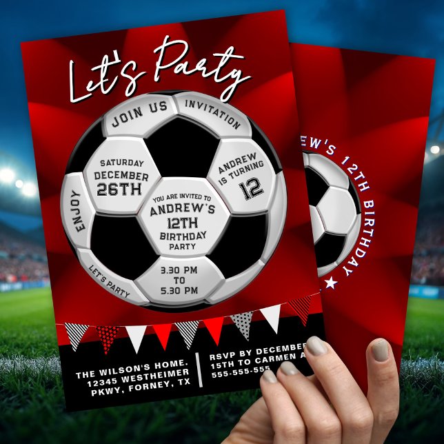 Invitation d'anniversaire de football pour les ama (Créateur téléchargé)
