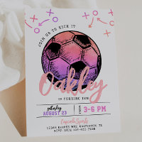 Invitation d'anniversaire de football rose