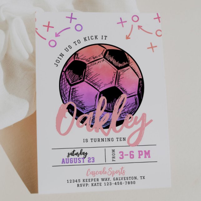 Invitation d'anniversaire de football rose (Créateur téléchargé)