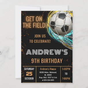 Invitation d'anniversaire de football simple perso