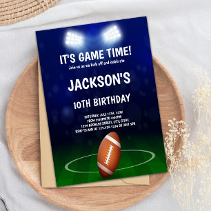 Invitation d'anniversaire de football vert et bleu