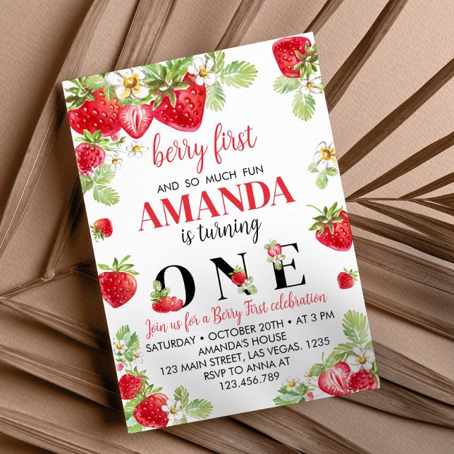 Invitation d'anniversaire de fraise (Créateur téléchargé)