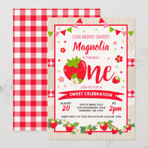 Invitation d'anniversaire de fraise Berry Sweet Pa