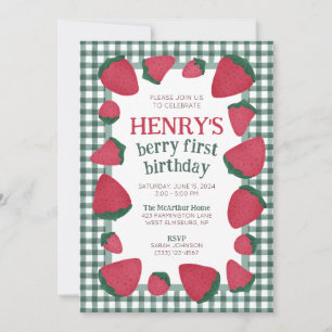 Invitation d'anniversaire de fraise pour garçon ou