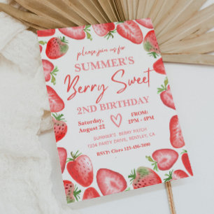 Invitation d'anniversaire de fraises   Berry Invit