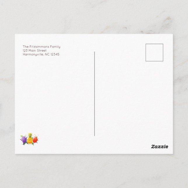 Invitation d'anniversaire de fruits dansants (Dos)