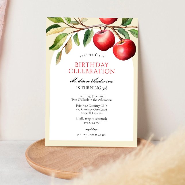 Invitation d'anniversaire de fruits de pomme (Créateur téléchargé)