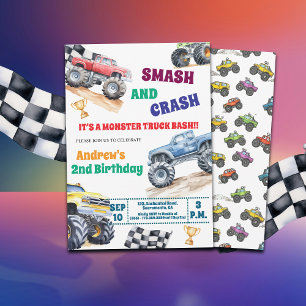 Invitation d'anniversaire de Fun Monster Trucks 2è
