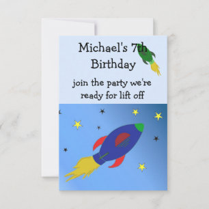 Invitation d'anniversaire de fusée spatiale