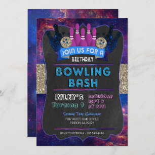 Invitation d'anniversaire de Galaxy Bowling