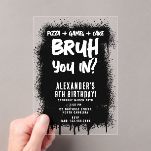 Invitation d'anniversaire de garçon Bruh Boy Black