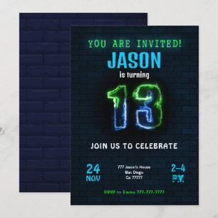 Invitation d'anniversaire de garçon de 13 ans