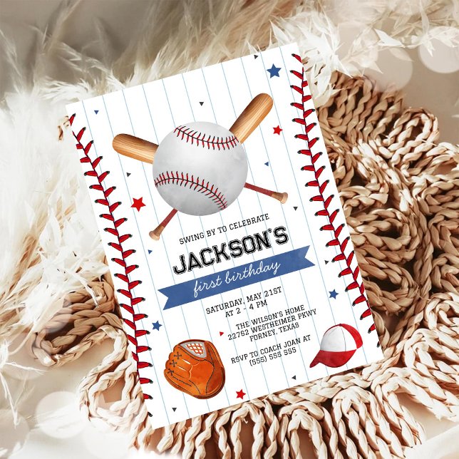 Invitation d'anniversaire de garçon de baseball (Créateur téléchargé)