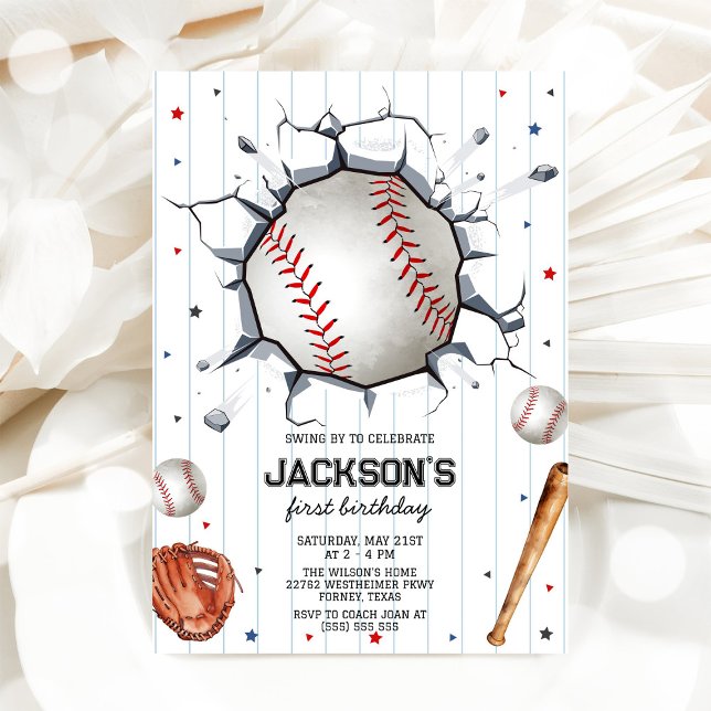 Invitation d'anniversaire de garçon de baseball (Créateur téléchargé)