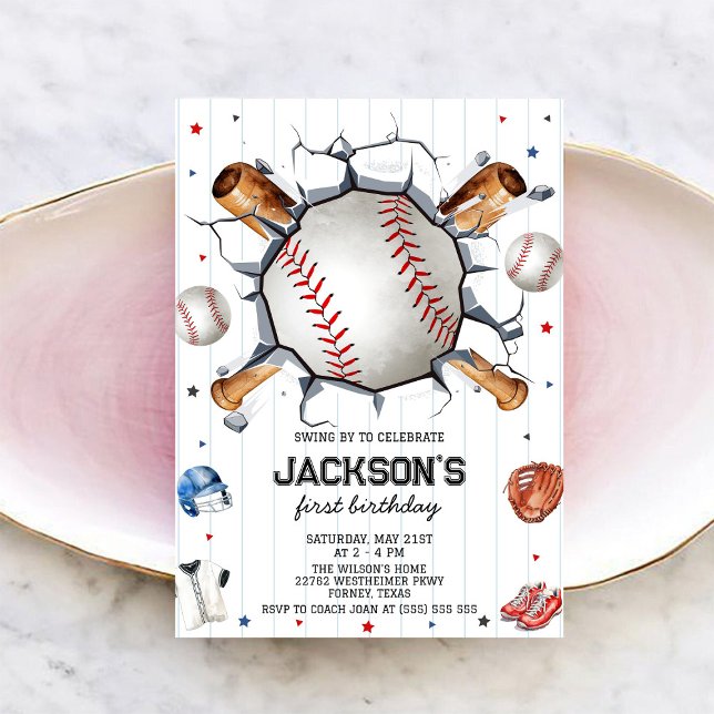Invitation d'anniversaire de garçon de baseball (Créateur téléchargé)