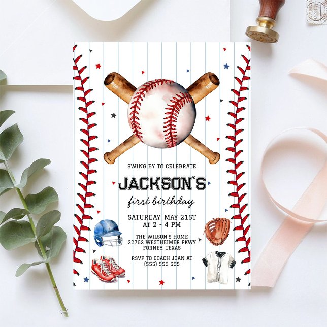 Invitation d'anniversaire de garçon de baseball (Créateur téléchargé)