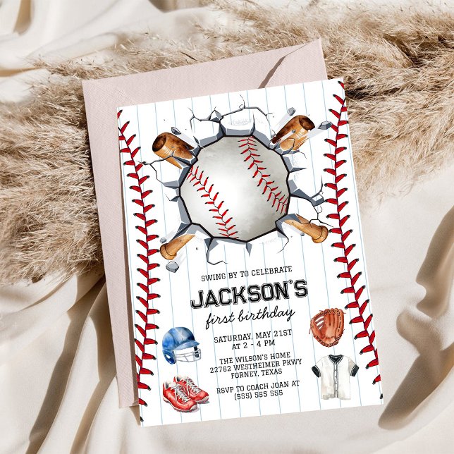 Invitation d'anniversaire de garçon de baseball (Créateur téléchargé)