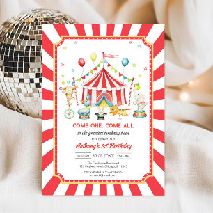 Invitation d'anniversaire de garçon de cirque Vene