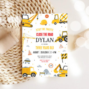 Invitation d'anniversaire de garçon de constructio