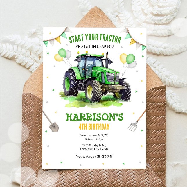 Invitation d'anniversaire de garçon de ferme avec  (Créateur téléchargé)